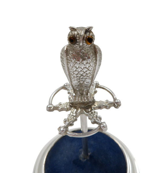 Antique Edwardian Sterling Silver Owl Hat Pin Stand 1908