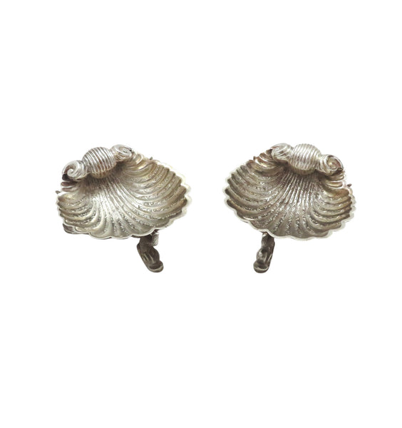 Pair of Antique Victorian Silver Shell Salts with Dolphin Feet 1875
