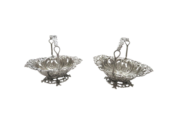 Pair of Antique Edwardian Sterling Silver Baskets 1903