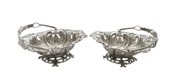 Pair of Antique Edwardian Sterling Silver Baskets 1903