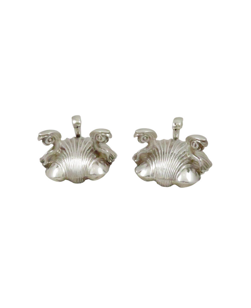Pair of Antique Victorian Sterling Silver 'Shell' Salts with Dolphin Feet 1864