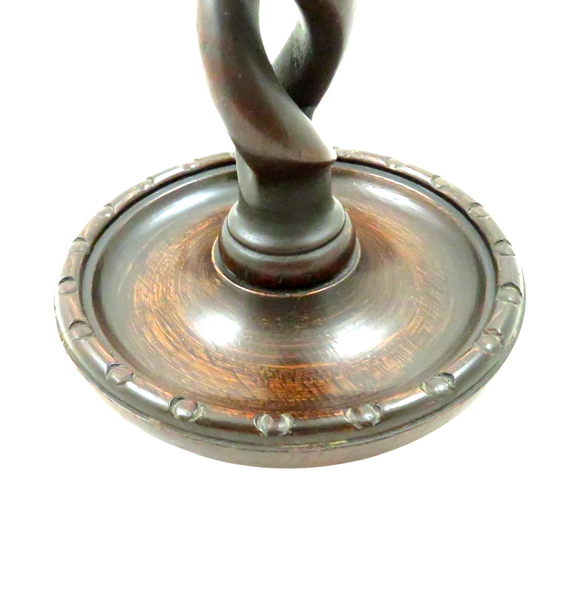 Pair of Antique Oak Open Barley Twist 12" Candlesticks c1900