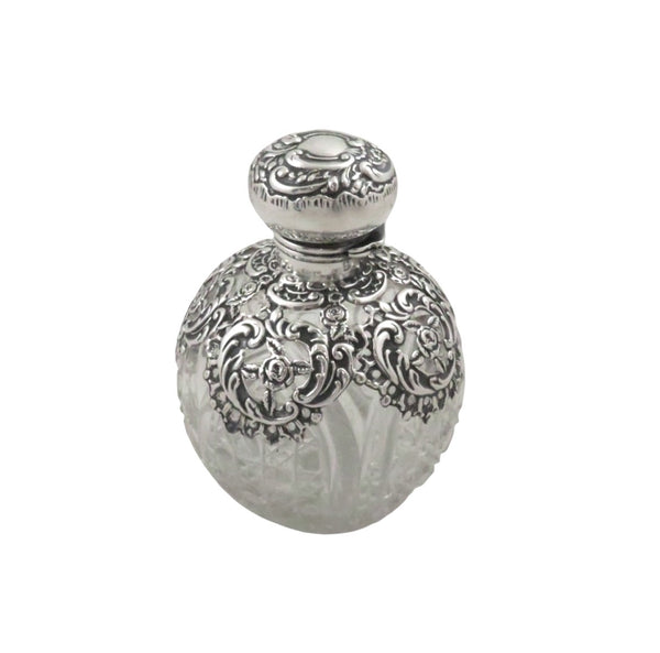 Antique Edwardian Sterling Silver & Cut Glass Scent / Perfume Bottle 1903