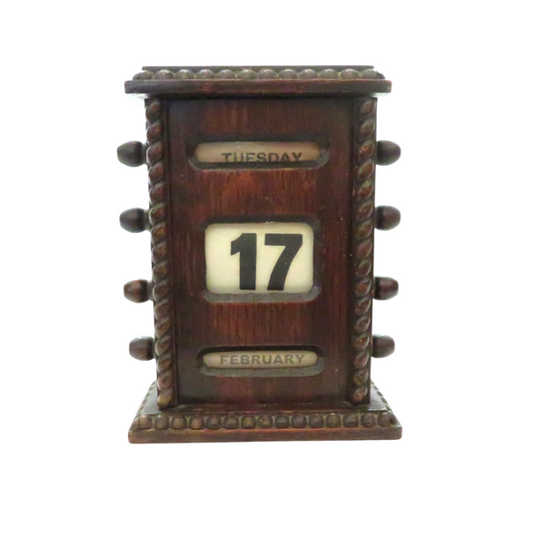 Antique Victorian Oak 6" Perpetual Calendar c1880