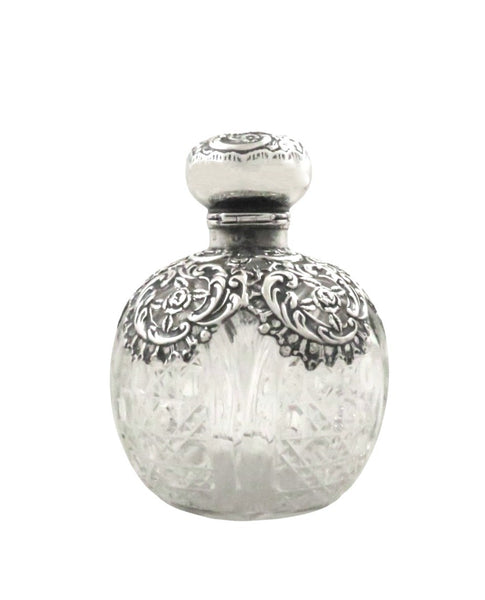Antique Edwardian Sterling Silver & Cut Glass Scent / Perfume Bottle 1903