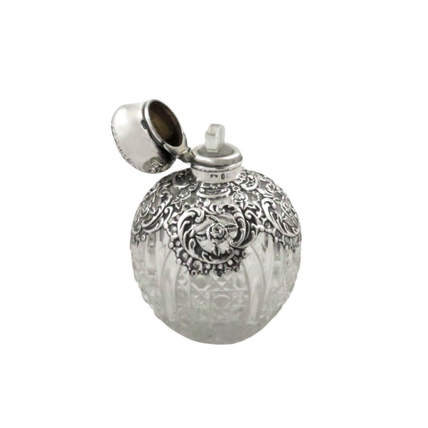 Antique Edwardian Sterling Silver & Cut Glass Scent / Perfume Bottle 1903