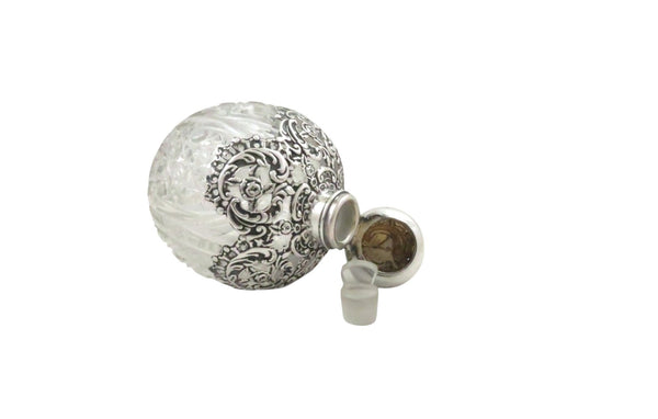 Antique Edwardian Sterling Silver & Cut Glass Scent / Perfume Bottle 1903