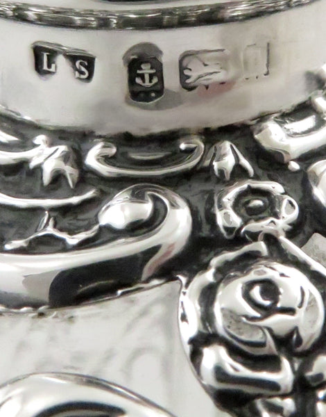 Antique Edwardian Sterling Silver & Cut Glass Scent / Perfume Bottle 1903