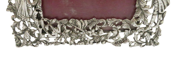 Antique Victorian Sterling Silver 9" Photo Frame 1895 - Birds & Cherubs
