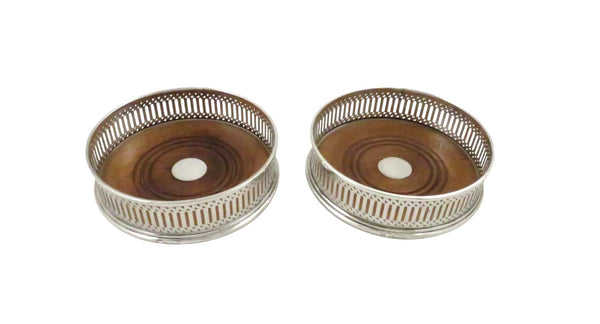 Pair of Vintage Sterling Silver Wine / Champagne Coasters 1970