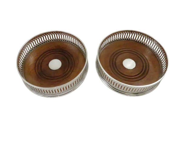 Pair of Vintage Sterling Silver Wine / Champagne Coasters 1970
