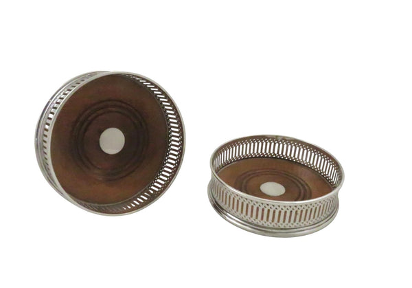 Pair of Vintage Sterling Silver Wine / Champagne Coasters 1970