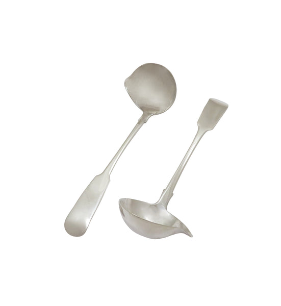 Pair of Antique Georgian Irish Sterling Silver Sauce / Toddy Ladles 1818