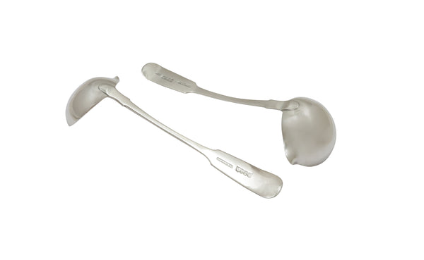 Pair of Antique Georgian Irish Sterling Silver Sauce / Toddy Ladles 1818