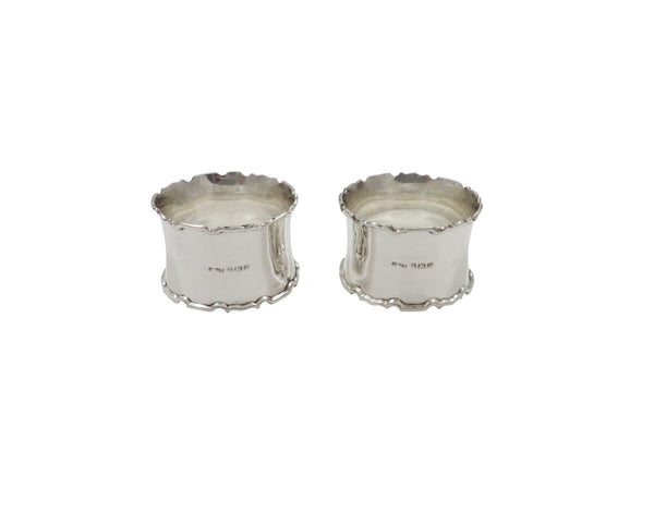 Pair of Antique George V Sterling Silver Napkin Rings in Case 1913