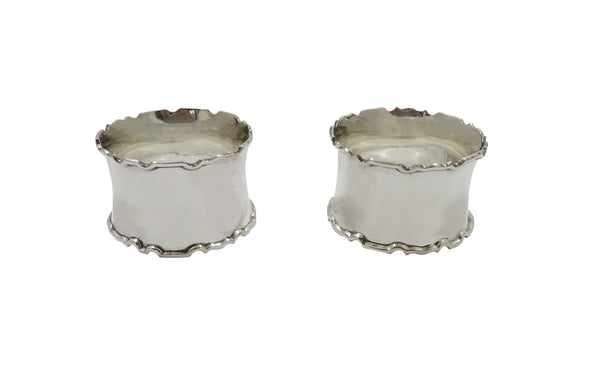 Pair of Antique George V Sterling Silver Napkin Rings in Case 1913