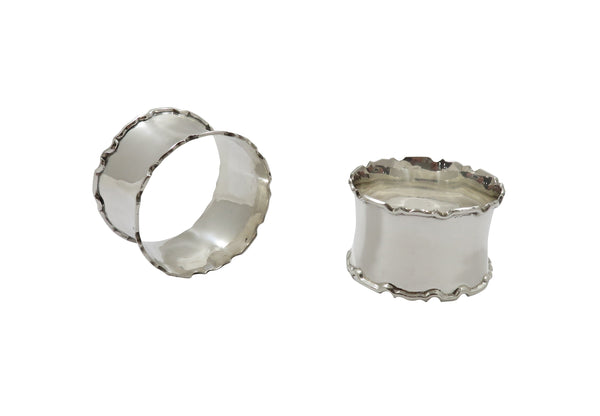 Pair of Antique George V Sterling Silver Napkin Rings in Case 1913