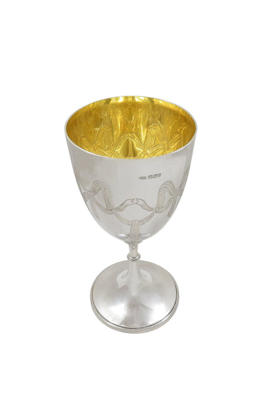 Antique Late Victorian Sterling Silver 8 1/2" Wine Goblet 1900