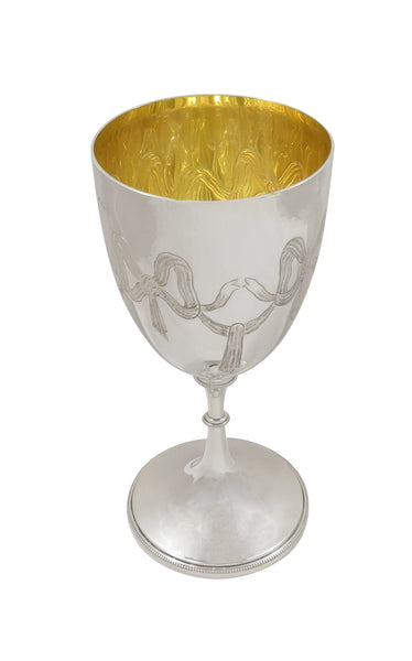 Antique Late Victorian Sterling Silver 8 1/2" Wine Goblet 1900