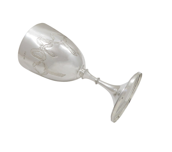 Antique Late Victorian Sterling Silver 8 1/2" Wine Goblet 1900