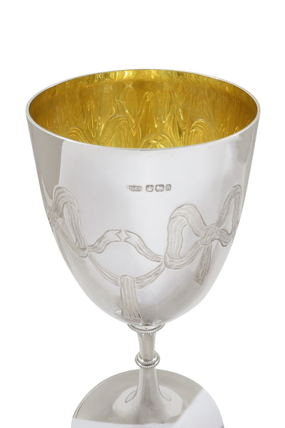 Antique Late Victorian Sterling Silver 8 1/2" Wine Goblet 1900