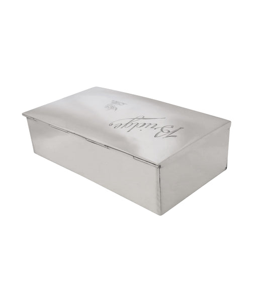 Antique Edwardian Sterling Silver 'Bridge' Card Box 1904