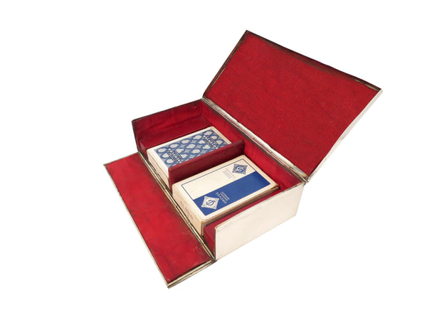 Antique Edwardian Sterling Silver 'Bridge' Card Box 1904