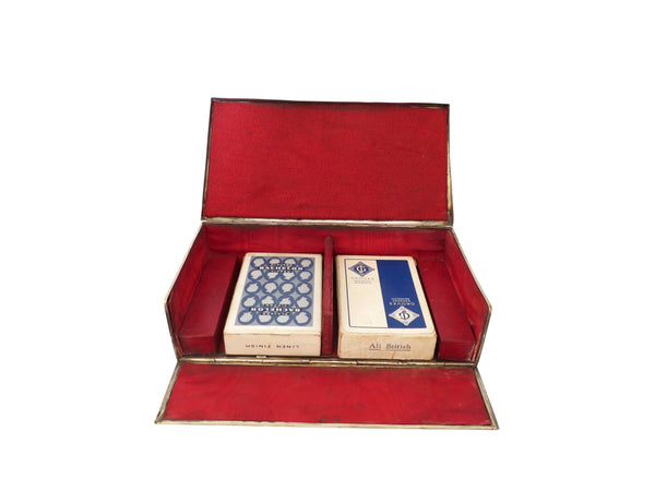 Antique Edwardian Sterling Silver 'Bridge' Card Box 1904
