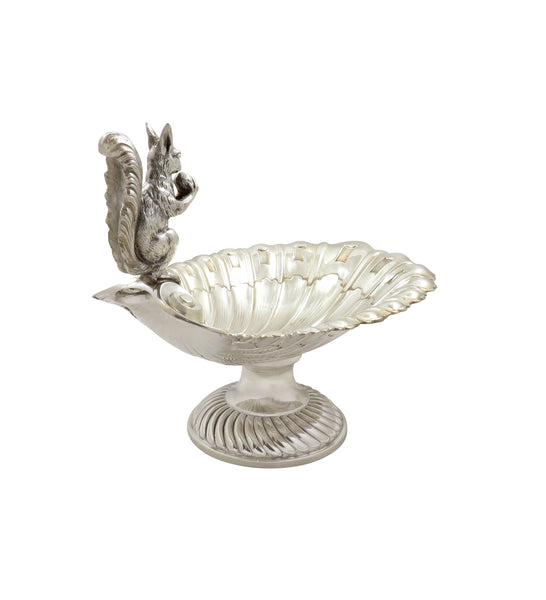 Antique Silver Plated Squirrel Nut Dish / Bowl c1900