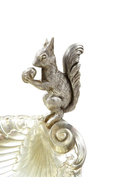 Antique Silver Plated Squirrel Nut Dish / Bowl c1900