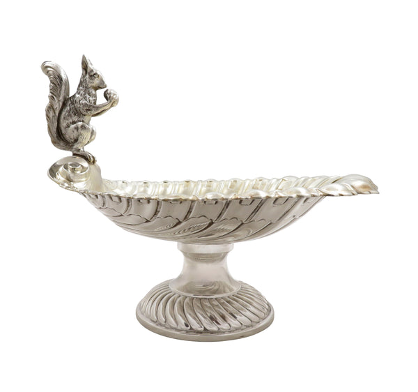 Antique Silver Plated Squirrel Nut Dish / Bowl c1900