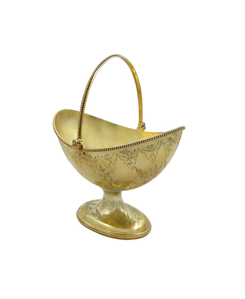 Antique Victorian Solid Silver Gilt 'Birds' Jug & Bowl 1875