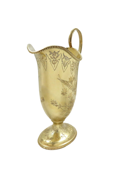 Antique Victorian Solid Silver Gilt 'Birds' Jug & Bowl 1875