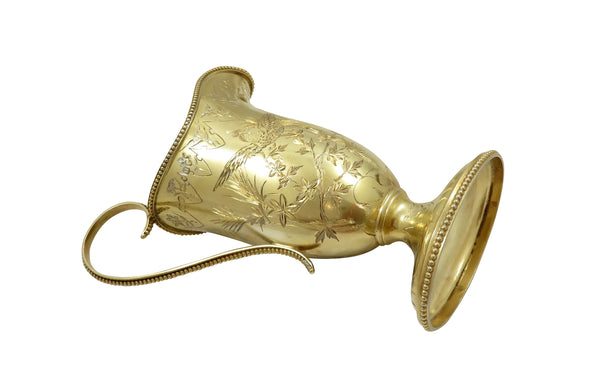 Antique Victorian Solid Silver Gilt 'Birds' Jug & Bowl 1875