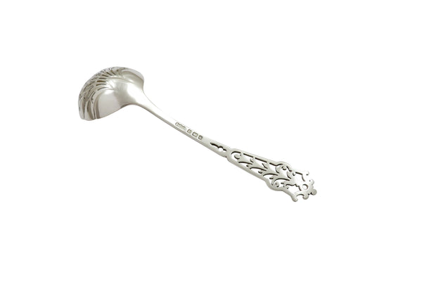 Set of 3 Antique Edwardian Sterling Silver Fruit Serving Spoons in Case 1905