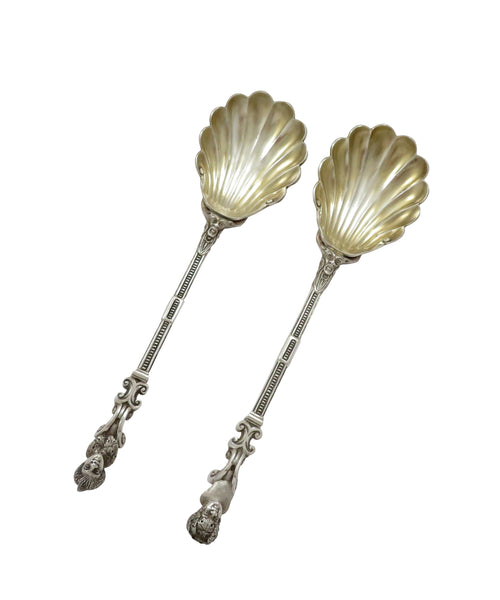 Unusual Pair of Antique Edwardian Sterling Silver Spoons in Case 1903