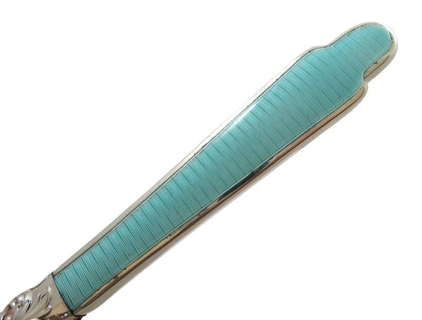 Antique Victorian Sterling Silver & Light Green Enamel Letter Knife 1858