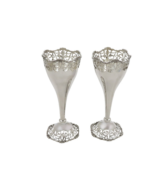 Pair of Antique George V Sterling Silver 6" Vases 1920/24