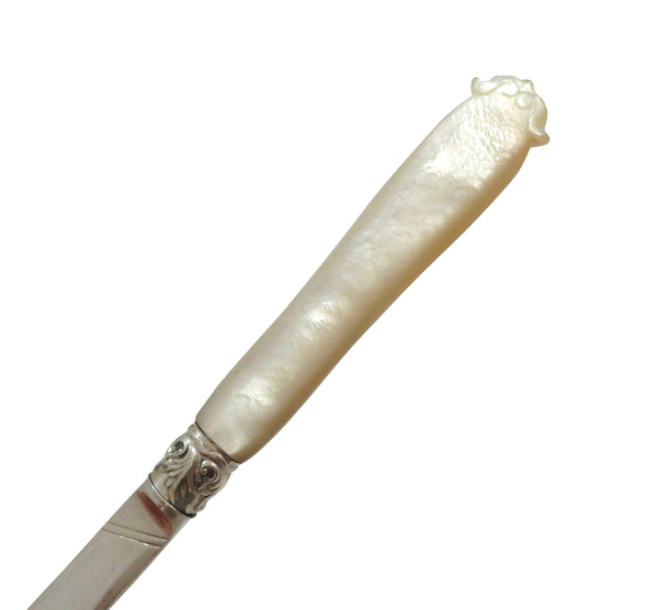 Antique Victorian Sterling Silver & Mother of Pearl Letter Opener 1868