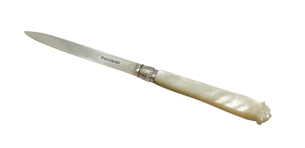 Antique Victorian Sterling Silver & Mother of Pearl Letter Opener 1868