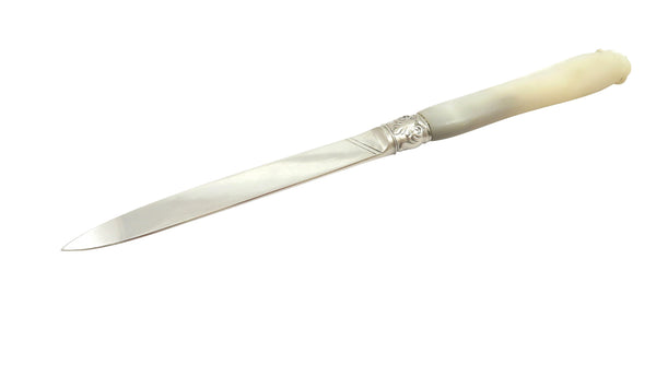 Antique Victorian Sterling Silver & Mother of Pearl Letter Knife 1868