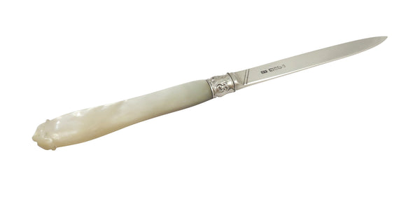 Antique Victorian Sterling Silver & Mother of Pearl Letter Knife 1868