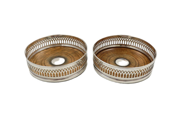 Pair of Vintage Sterling Silver Wine /Champagne Coasters 1970