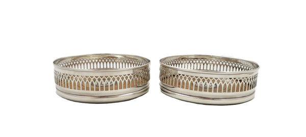 Pair of Vintage Sterling Silver Wine /Champagne Coasters 1970