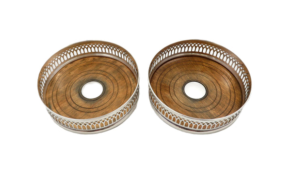 Pair of Vintage Sterling Silver Wine /Champagne Coasters 1970