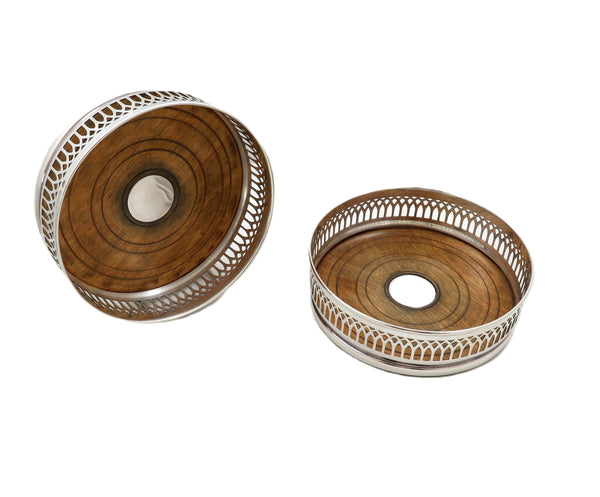 Pair of Vintage Sterling Silver Wine /Champagne Coasters 1970