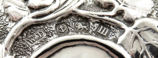 Pair of Antique George V Sterling Silver 'Grape & Vine' Napkin Rings in Case 1911