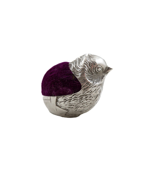 Antique Edwardian Sterling Silver Chick / Bird Pin Cushion 1909