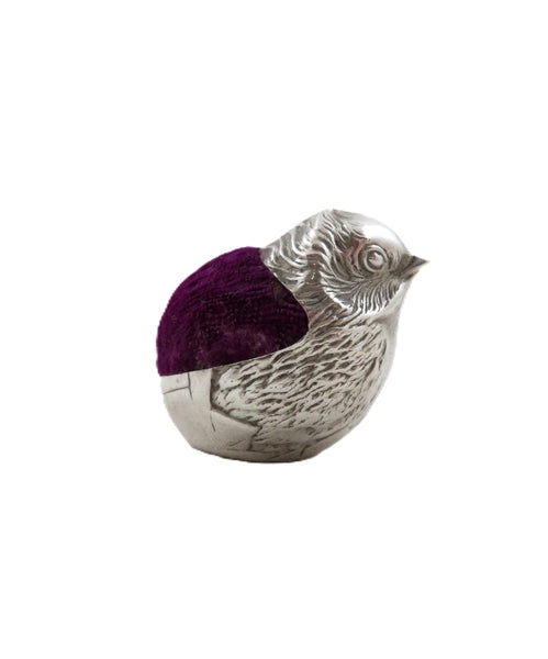 Antique Edwardian Sterling Silver Chick / Bird Pin Cushion 1909