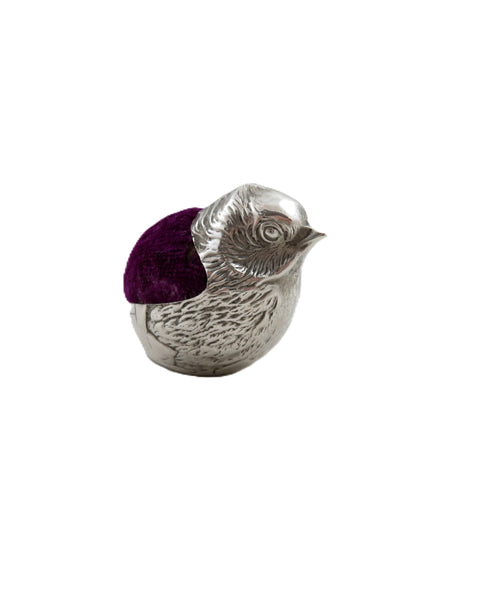 Antique Edwardian Sterling Silver Chick / Bird Pin Cushion 1909